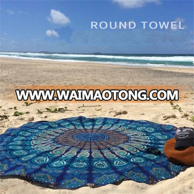 Indian Mandala Round Roundie Beach Throw Tapestry Hippy Boho Gypsy PolyesterTablecloth Beach Towel Round Yoga Mat